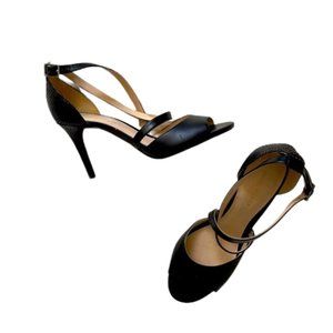 {Marc Fisher} Black Snakeskin Strappy Heels